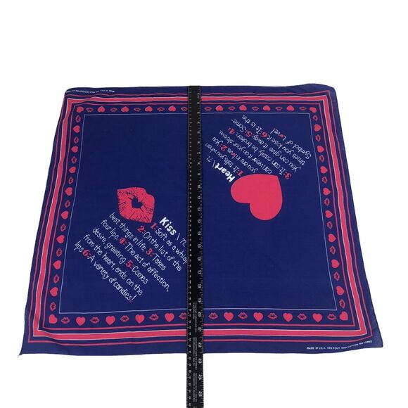 vintage bandana Kiss And Hearts Navy Blue And Pink RN‎ 13960 main image 9
